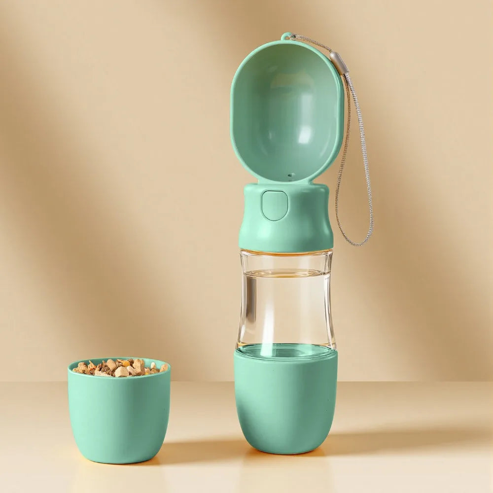 Outdoor Dog Water Bottle with Filter (Leakproof, Dry/Wet Separation, Press Design)