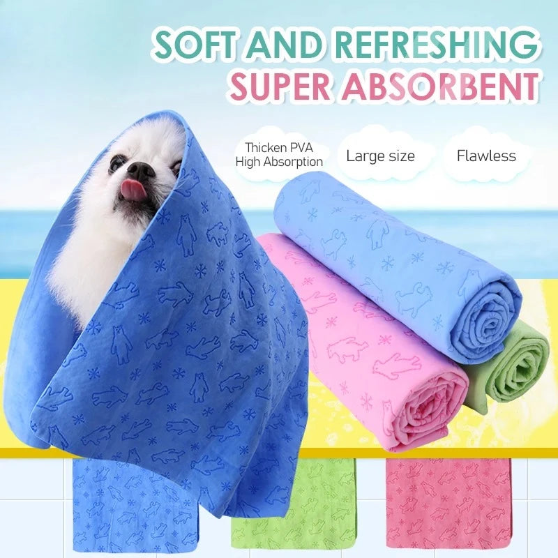 Imitation Deerskin Pet Drying Towel — Large Absorbent Quick-Dry Towel