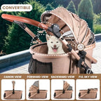 3-in-1 Smooth-Ride Pet Stroller with Detachable Carrier, Rubber Wheels & Car Seat