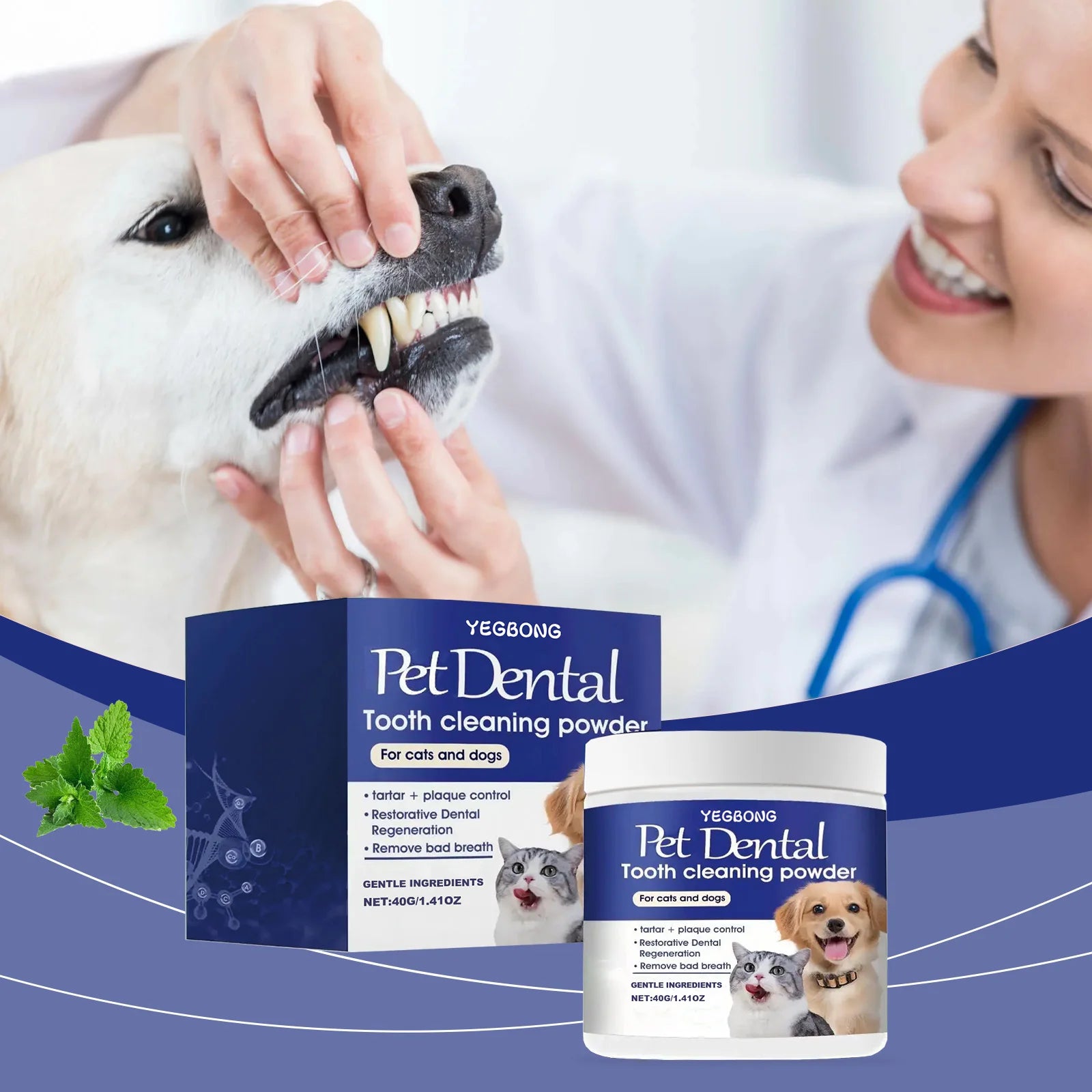 Pet Dental Cleaning Powder — Removes Plaque & Eliminates Oral Odor