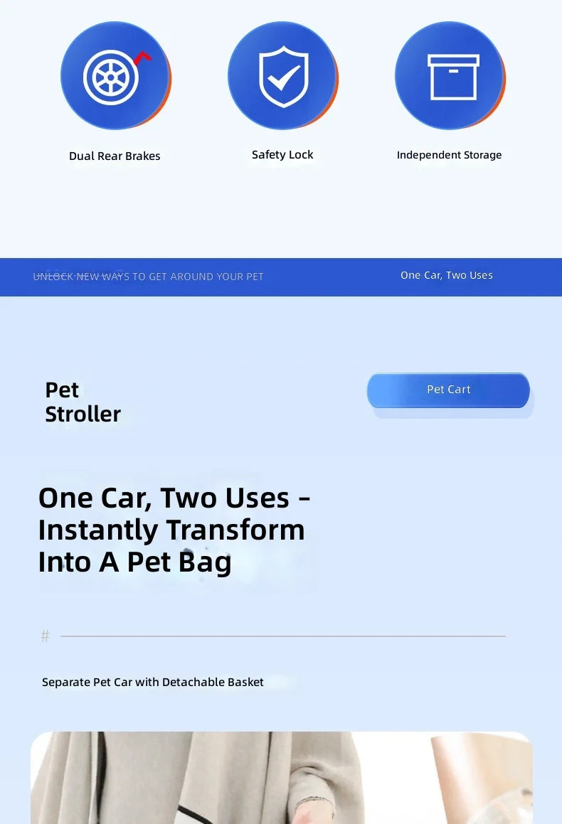 Portable Foldable Walking & Jogging Pet Stroller for Small & Medium Dogs & Cats