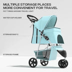 3-Wheel Foldable Double Pet Jogger Stroller for 2 Cats or Dogs up to 30 lbs