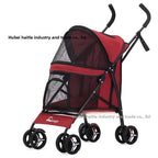 4-Wheel Foldable Pet Stroller for Teacup Poodles, Cats & Small Dogs — Lightweight Outdoor Travel Cart