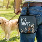 Printed Waterproof Dog Treat Pouch (Zipper, Clip Attachment, Training)