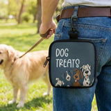Printed Waterproof Dog Treat Pouch (Zipper, Clip Attachment, Training)