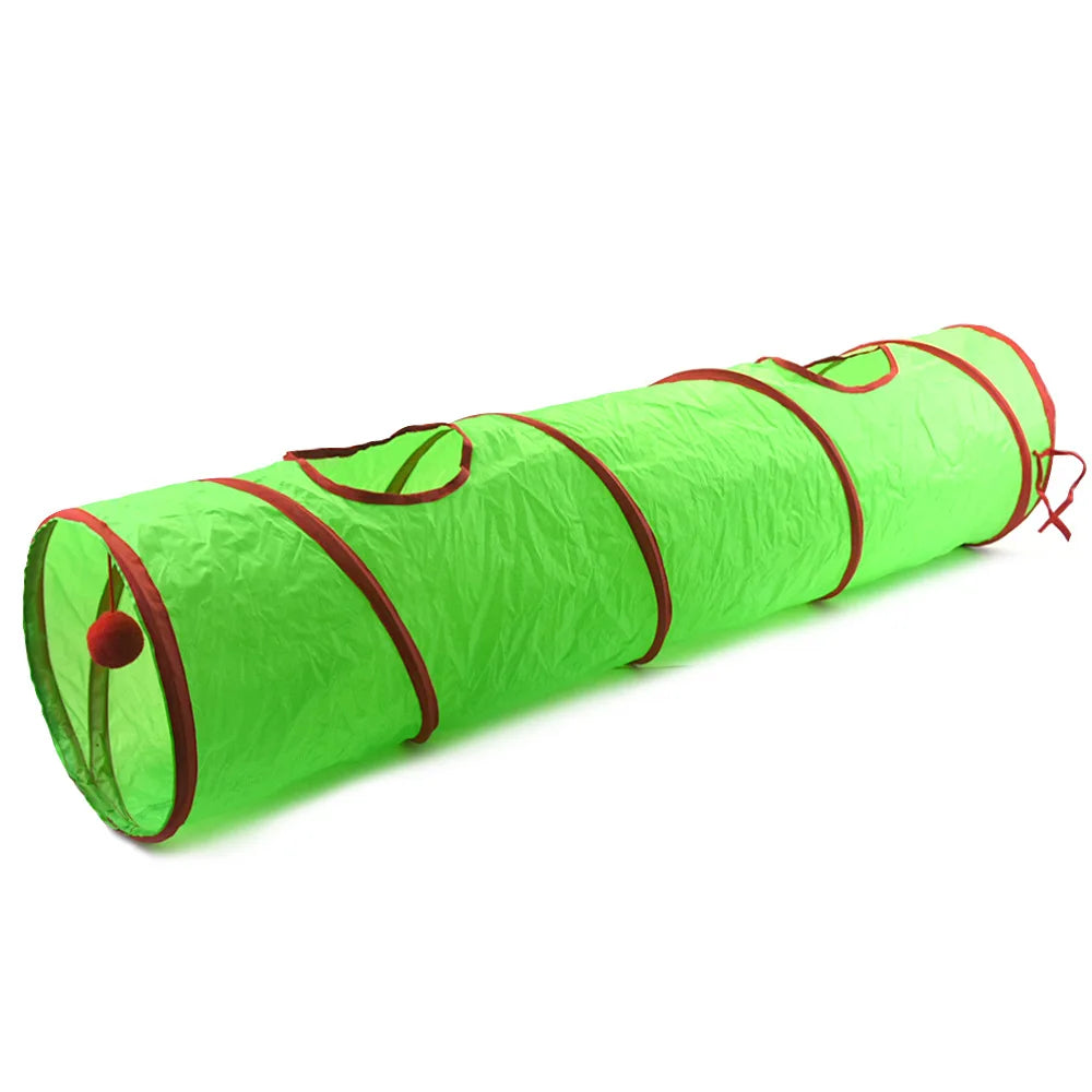 Christmas Cat Tunnel Toy — Foldable Crinkle Play Tube