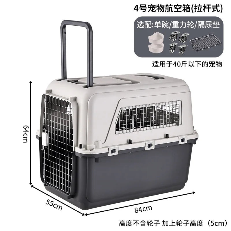 Large Airline-Approved PP Hard-Shell Pet Travel Crate & Portable Kennel for Cats & Dogs