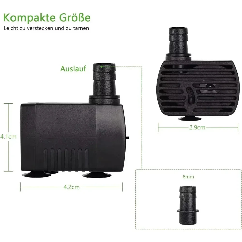 Submersible Aquarium Water Pump (3–25W, 220V & 110V, Multi-Size Fountain)