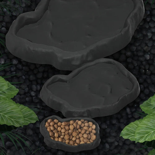 3-in-1 Rock-Look Reptile Bowl — Food, Water & Soaking Dish