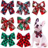 Christmas Bow Tie Dog Collar 2-Pack (Movable Elastic Design)
