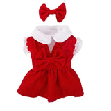 Puppy Bow Knot Princess Dress (Winter Warm Christmas Outfit)