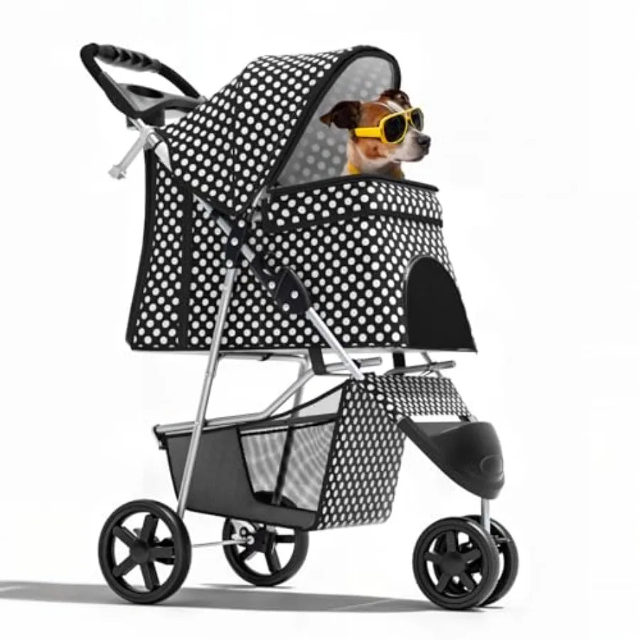 Lightweight 3-Wheel Foldable Pet Jogger Stroller with Breathable Mesh — Max 33 lbs