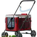 Travel-Friendly 4-Wheel Foldable Steel & Fabric Pet Stroller Carriage for Small & Large Dogs & Cats