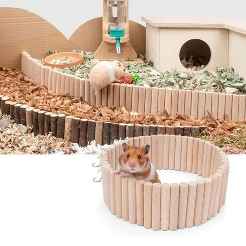 Natural Wood Ladder Bridge — Bite-Resistant Climbing Toy for Small Pets