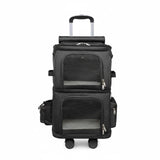 Double Layer Cat Carrier Large Capacity Rolling Cat Carrier Telescopic Handle