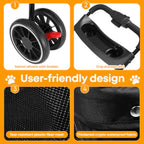 3-Wheel Foldable Pet Stroller with Breathable Mesh Canopy & Cup Holders for Dogs & Cats