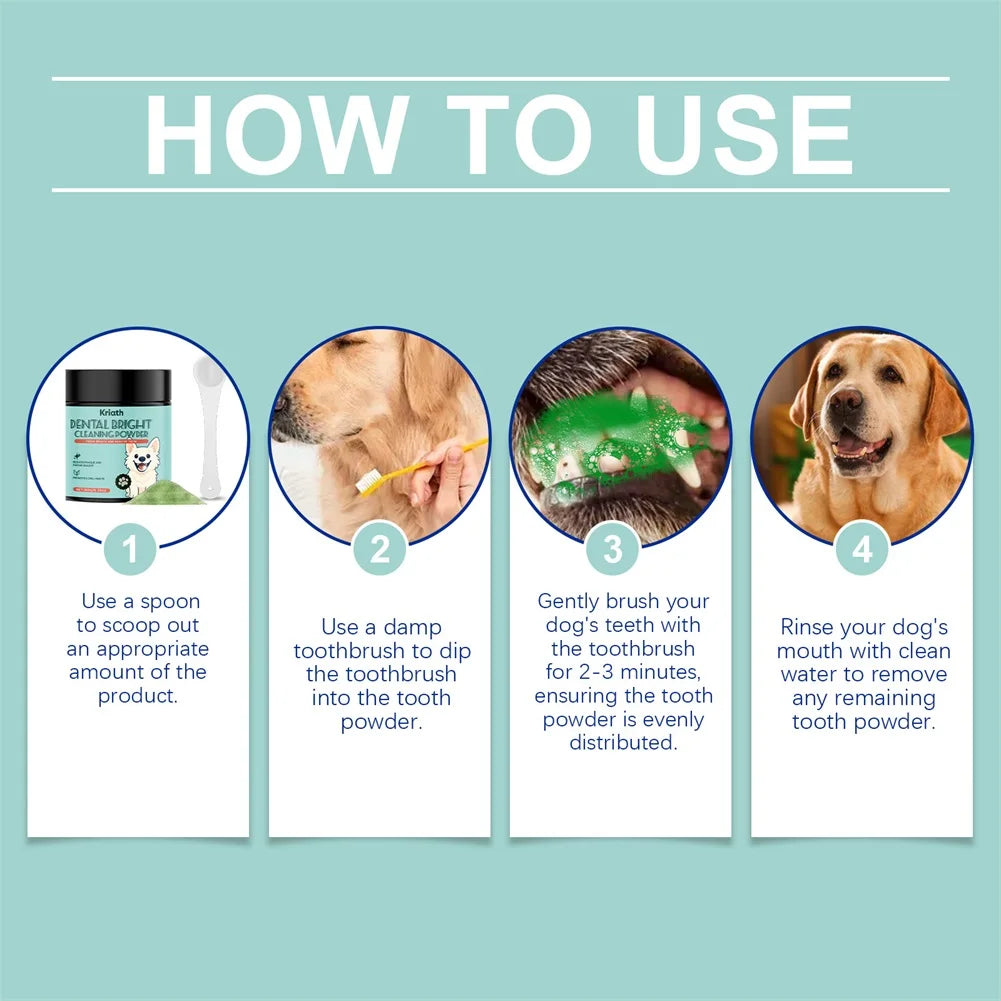 Dog Dental Care Powder — No-Brush Plaque, Tartar & Breath Freshener, 150g