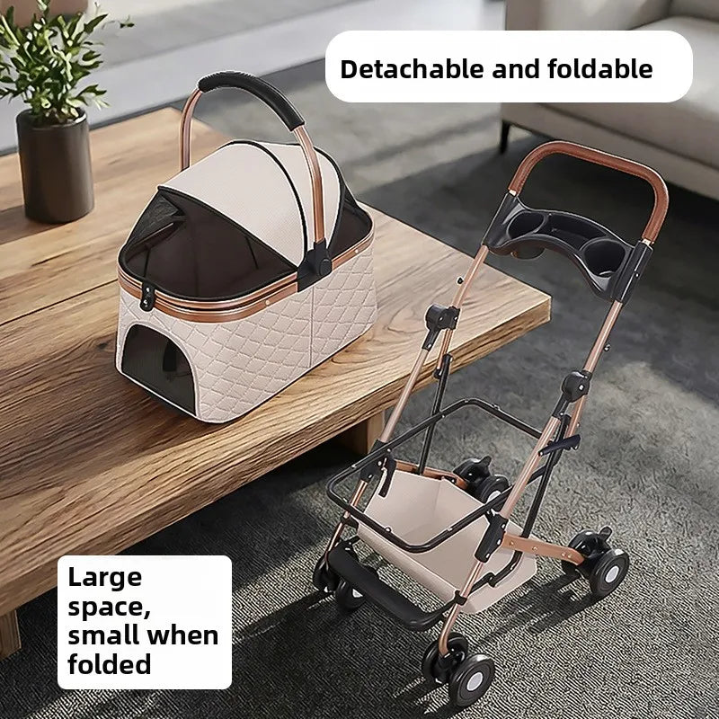 Small Pet Stroller Lightweight Foldable Outdoor Outing Cart for Dogs & Cats