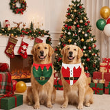 Christmas Santa Elf Bandana Bib for Dogs (Adjustable Triangle)