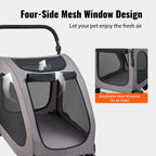 Portable Pet Stroller Carrier with Breathable Mesh Windows & Height-Adjustable Handle for Cats & Dogs