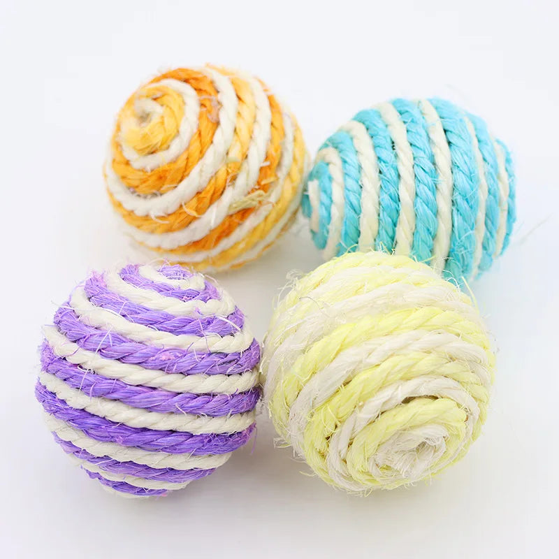 5-Pack Sisal Sphere Cat Toy Balls — Durable Interactive Scratch, Bite & Self-Play Cat Balls
