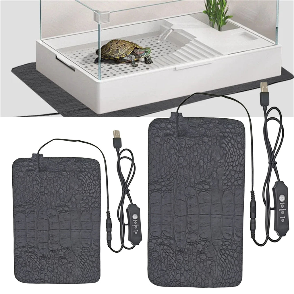 USB Leather Heating Pad — 3-Level Anti-Scratch Warmer for Reptiles & Small Pets