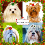 Handmade Flower Puppy Bows 10-Pack (Christmas Party Style)