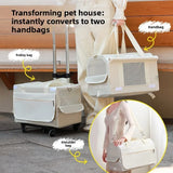 2Cat Carrier Soft-Sided Carriers with Telescopic Handle  2 in 1 Removable 2 Bags  Car Max for Double 15LB Cats and Small Dogs