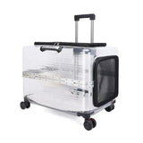 Pet Carrier with Wheels Transparent Pet Carrier Suitcase Hard-Sided Cats, Small Dogs, Travel, Airport, Professional Visits