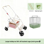 Foldable Lightweight Pet Stroller with Storage Space for Parrots, Dogs & Cats — Portable Outdoor Cart