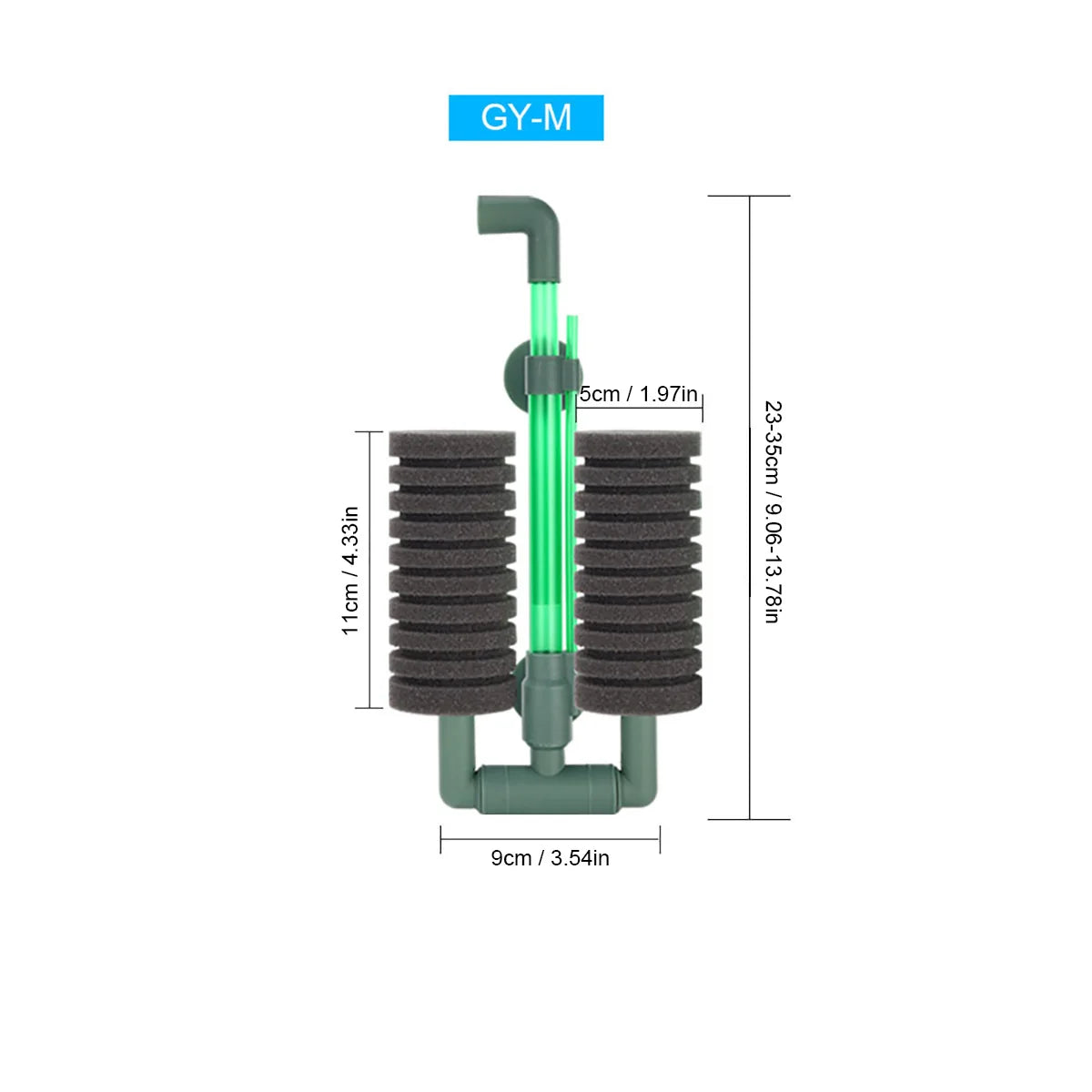 Aquarium Double-Head Sponge Filter (Air-Powered, Dual Sponge, Water Purifying)