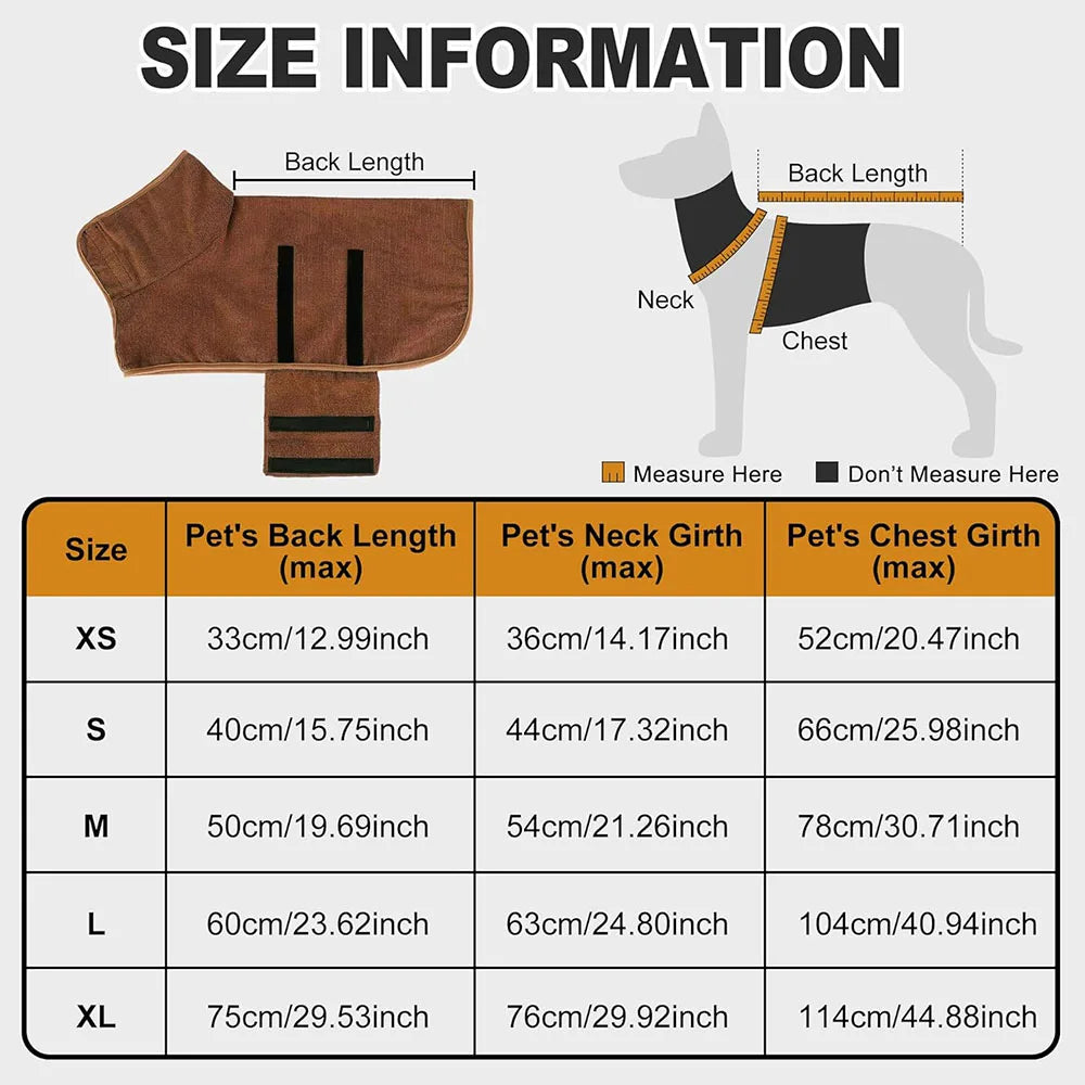 Full-Body Dog Bathrobe — Absorbent Quick-Dry Wrap for Dogs & Cats