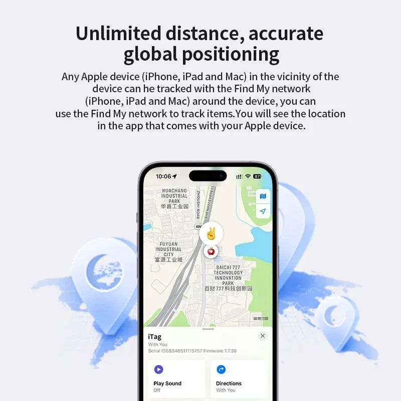 MFi Certified Apple Find My Pet Tracker - Bluetooth & GPS, iOS
