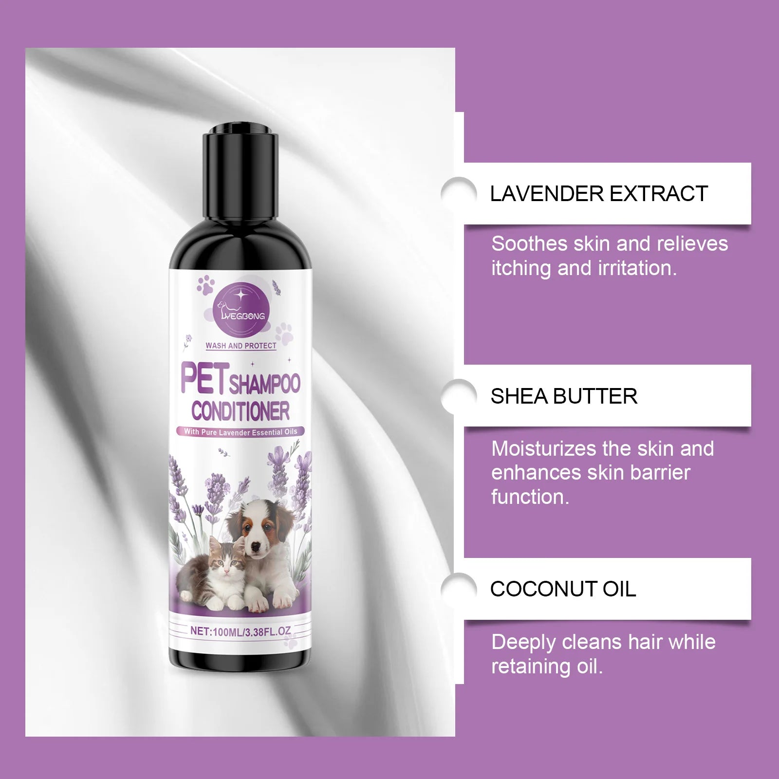 YEGBONG Lavender Pet Shampoo — Gentle Vet-Recommended Formula, 100ml