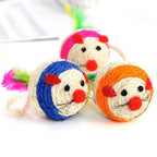 Sisal Feather Mouse Cat Toy Ball with Bell — Interactive Scratching & Chase Toy for Cats