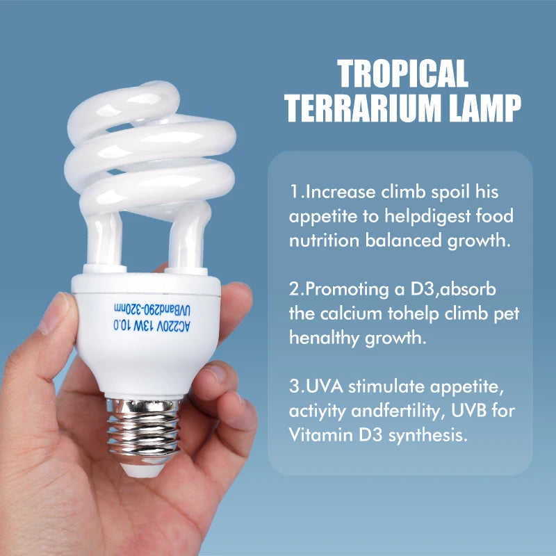 UVB Reptile Heat Bulb — E27 Fitting, 5.0/10.0 UVB, 13W/26W