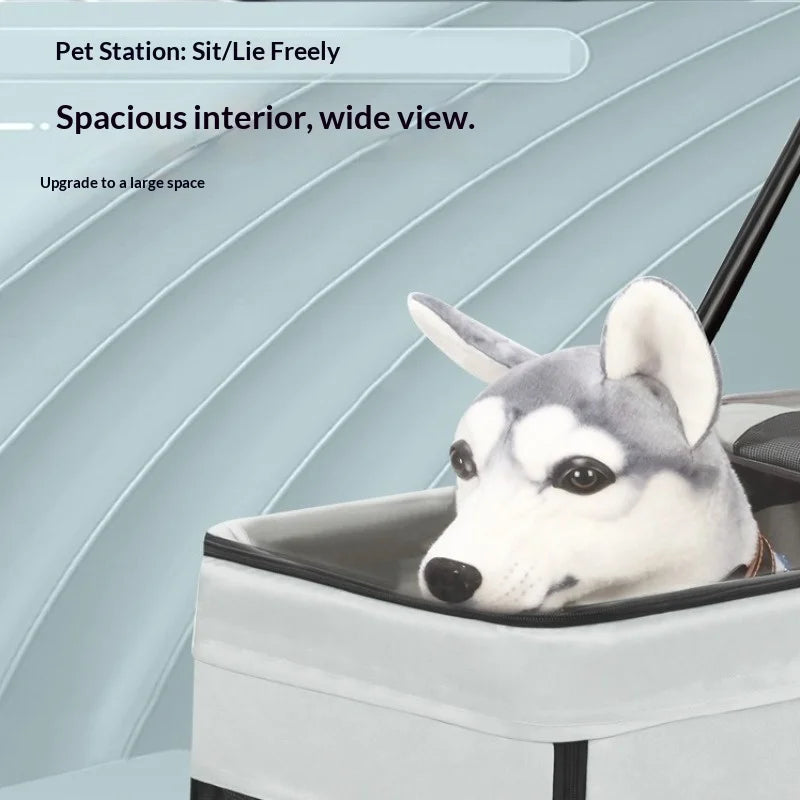 Foldable All-Terrain Large Dog & Cat Stroller Cart — Portable Outdoor Carrier