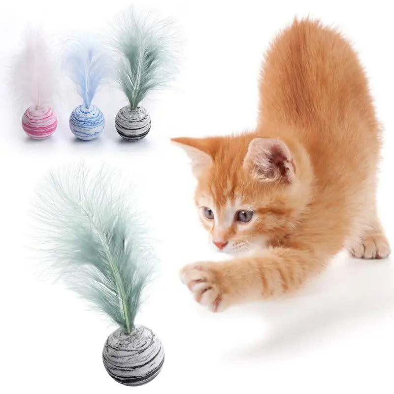 Star Ball & Feather Foam Cat Toy — Interactive Throwing & Teaser Toy for Cats