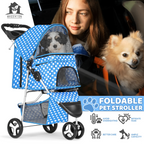 Magshion Foldable 3-Wheel Pet Jogger Stroller with Storage Basket & Cup Holder