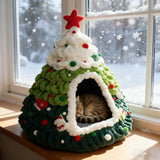 Christmas Tree Cat Bed (Knitted Warm Kitten & Puppy Nest)