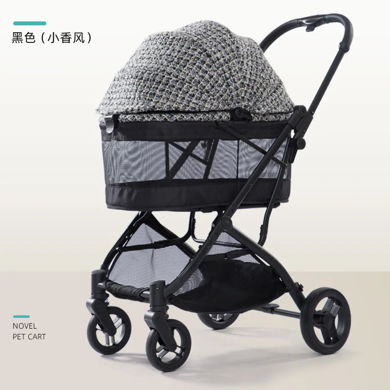 Portable Foldable Pet Stroller for Small Cats & Dogs with All-Terrain Wheels & Adjustable Handle