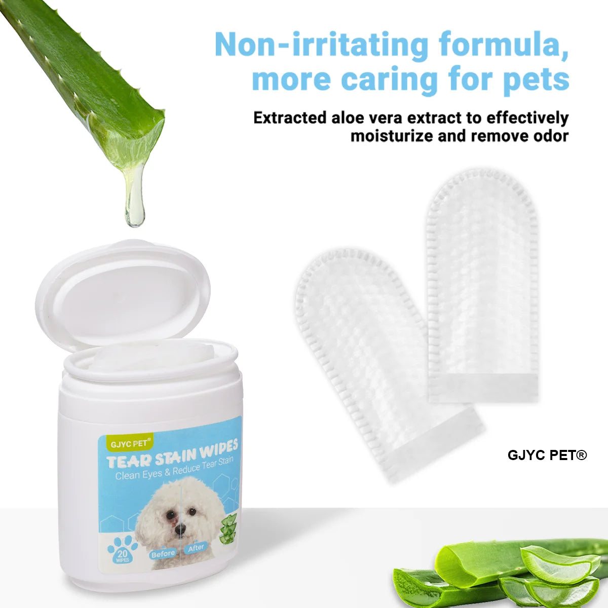 Hypoallergenic Finger Wipes for Dogs & Cats — Daily Tear Stain Remover