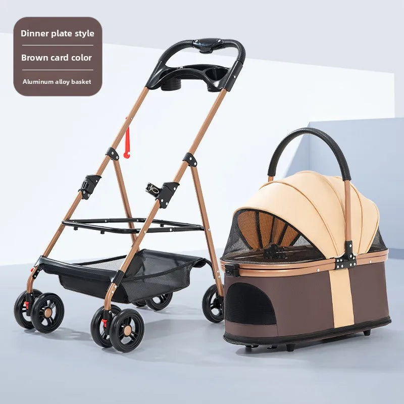 Lightweight Foldable Pet Stroller Cart for Dogs & Cats — Versatile Outdoor Travel Dog & Cat Stroller