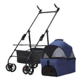 3-in-1 Folding Dog Stroller (4-Wheel, Detachable Carrier)