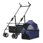 3-in-1 Folding Dog Stroller (4-Wheel, Detachable Carrier)