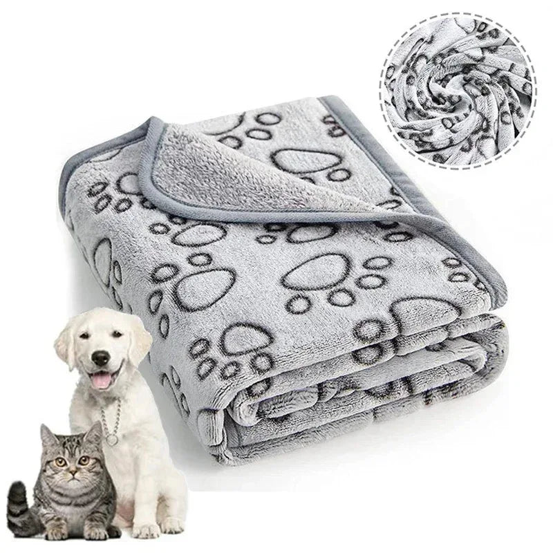 Fluffy Cartoon Print Pet Blanket — Soft Cotton Mat for Cats & Dogs