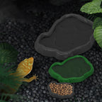 2-Pack Imitation Rock Feeder Bowls — Reptile Food & Water Dishes