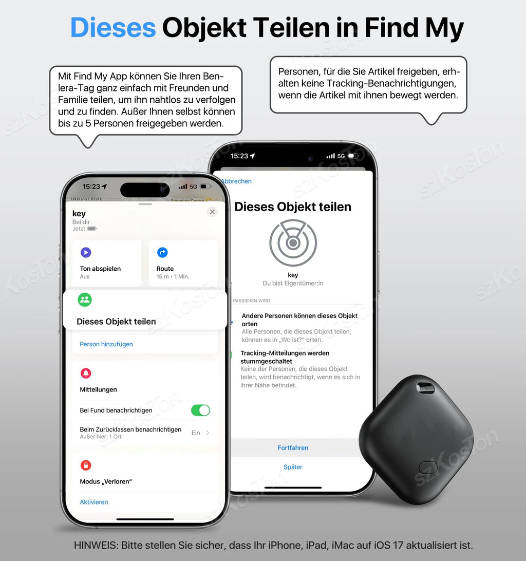Smart iTag GPS Tracker with Keychain for Apple Find My - iOS