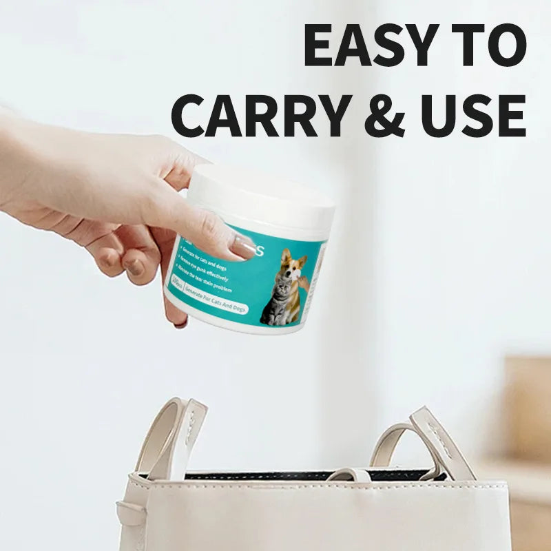 Pet Eye Wipes — Removes Tear Marks, 100-Count, Dogs & Cats