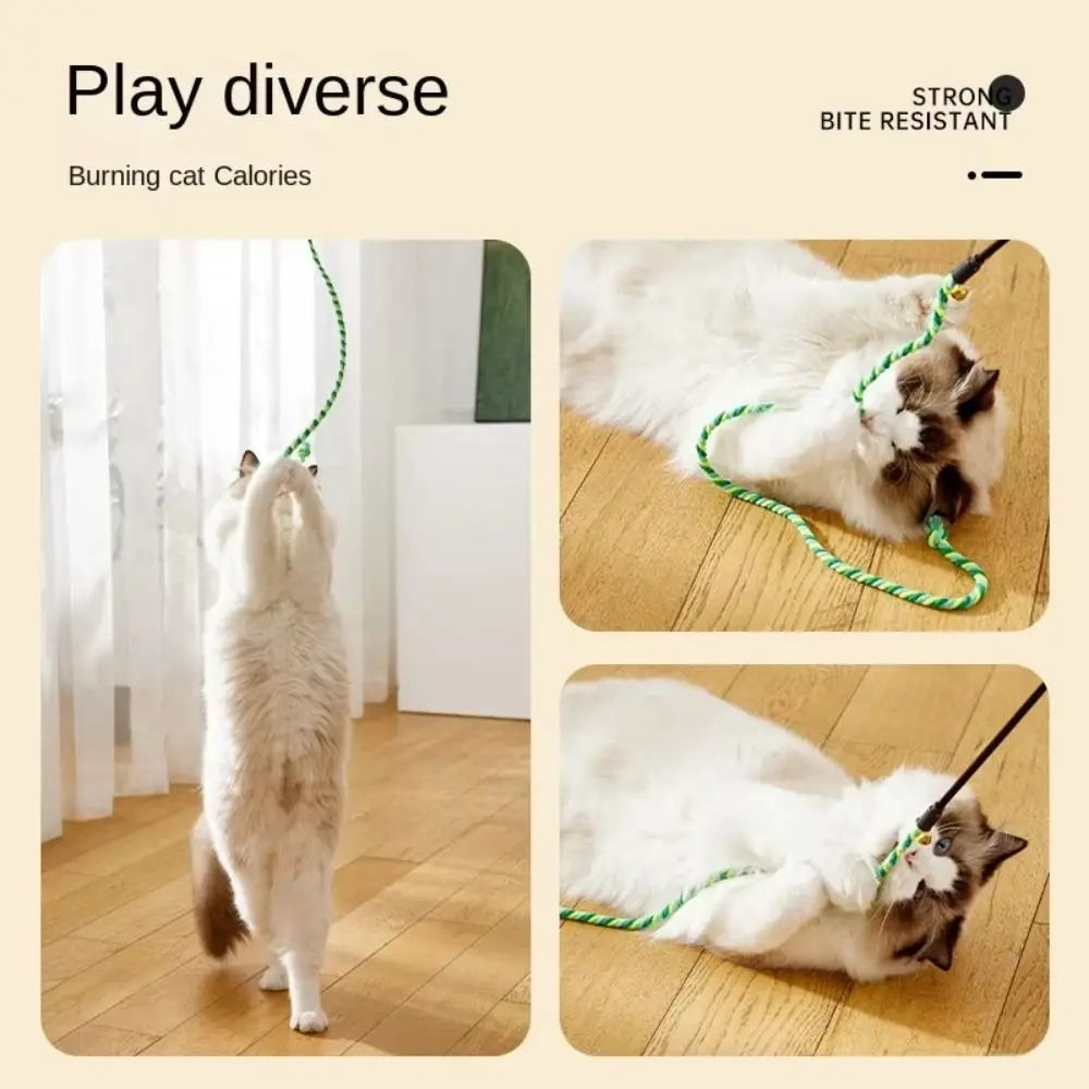 Feather Cat Teaser Wand with Bell — Lightweight Daily Exercise Toy